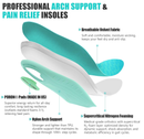 Arch Support Inserts for Men Women, Lightweight Orthotics Insoles for Plantar Fasciitis, Flat Feet, Standing All Day, Shock Absorbing Shoe Inserts
