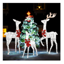 GENIMO 3-Piece Outdoor Reindeer Christmas Decorations Yard, Pre Lit Deer Family with 365 Led Lights