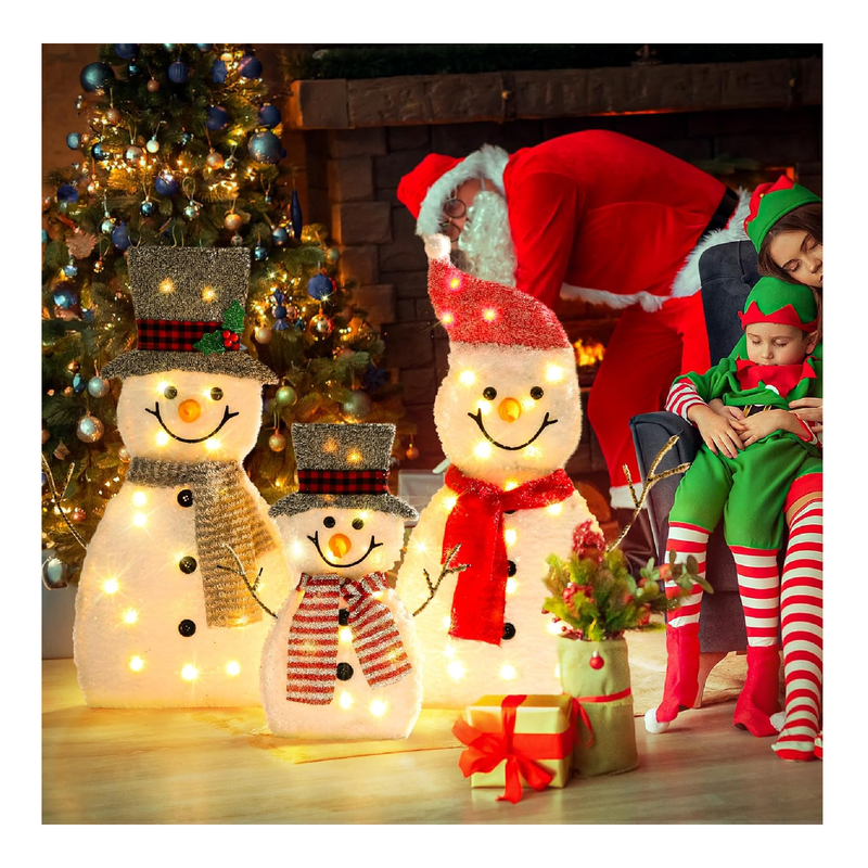 GENIMO 3 Piece Outdoor Snowman Christmas Decorations Yard 30 inch Pre