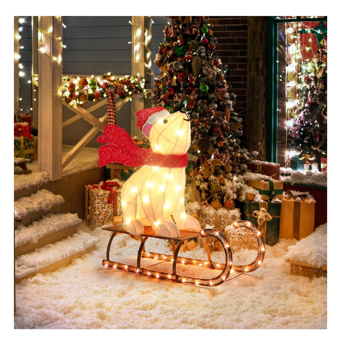 GENIMO Sleigh Polar Bear Outdoor Christmas Decorations, 2.5