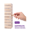 GOTHINK Classic Wooden Tumbling Tower Game 54pcs Timber Stacking Board Game with Carry Case Family Night Toy Game Gift for Kids and Adults