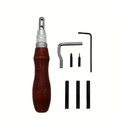 GOXAWEE 7 In1 Leather Craft Stitching Groover, Skiving Edger Beveler, Leather Working Tools Kit, Sandalwood Leather Craft Device, Handle Leather Tools For DIY Leather Craft Cutting