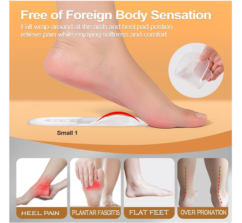 3/4 Plantar Fasciitis Relief insoles – Arch Support Inserts Women for Flat Feet,