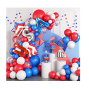 GREMAG Red White Blue Balloons Garland Kit 102PCS 4th of July Balloons Arch with USA Flag Star Patriotic Foil Mylar Balloons