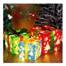 GUOOU Set of 3 Lighted Gift Boxes Christmas Decorations, 60 LED Lighted Snowflake Christmas Tree Present Boxes,