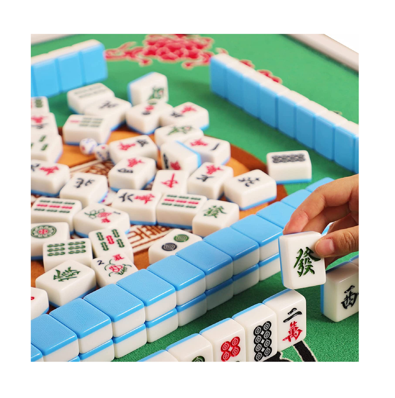 GUSTARIA Chinese Mahjong Set X-Large 1.6" Durable Melamine Mahjong Tiles Blue Professional