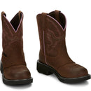 Justin Work Women's Wanette 8" Steel Toe Waterproof Boot - Aged Bark (GY9980) - Front View
