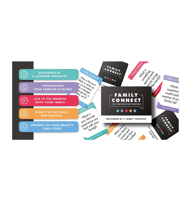 100 Family Conversation Cards Developed by a Licensed Therapist Fun Family Games for Kids & Adults  Get to Know Each Other Better & Strengthen Relationships for Family Game Night or Road Trips