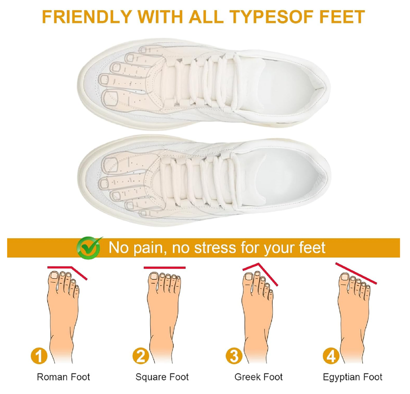 4 Pairs Shoe Toe Filler Inserts for Loose Shoes, Memory Foam Cushion, Fits Men and Women