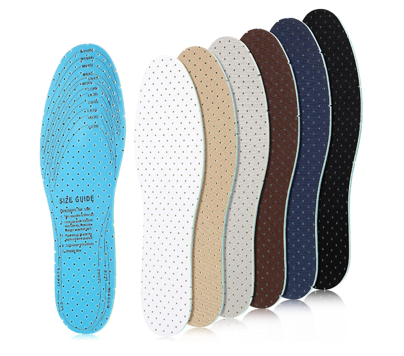 6 Pairs Shoe Insoles Women Thin Breathable Shoe Pads Inserts Ultra Soft Cushioning Walking Double Layer Latex Insoles
