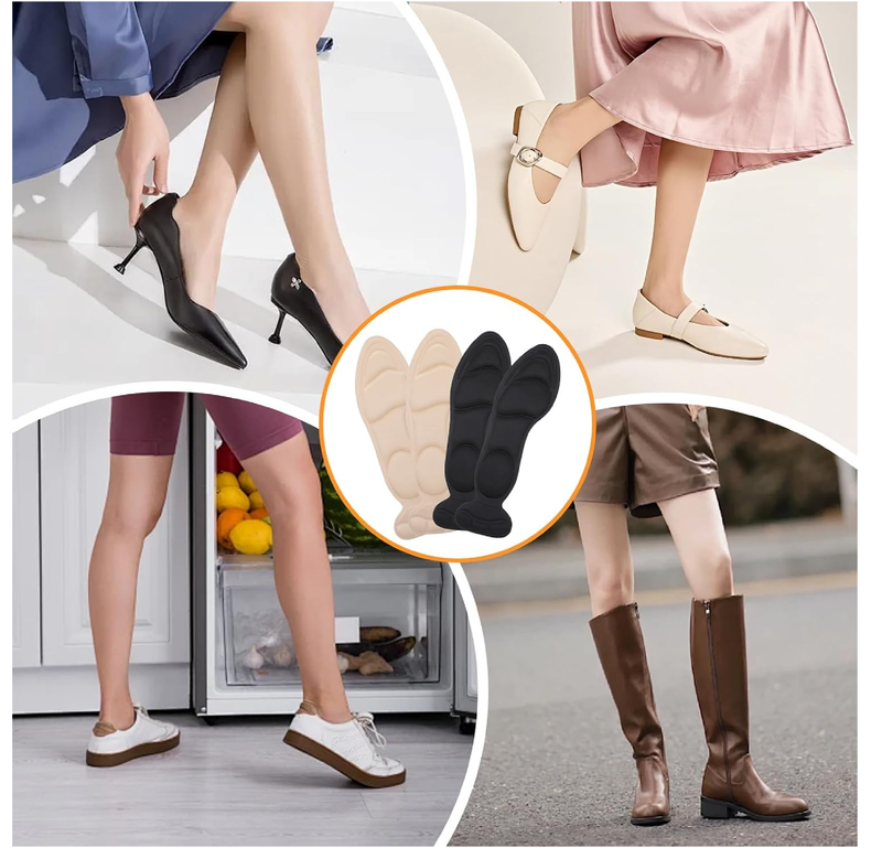 Giantree 2 Pairs of High Heel Insoles, Insole with Heel Grip, Sponge Insoles with Highs Heels Pads,