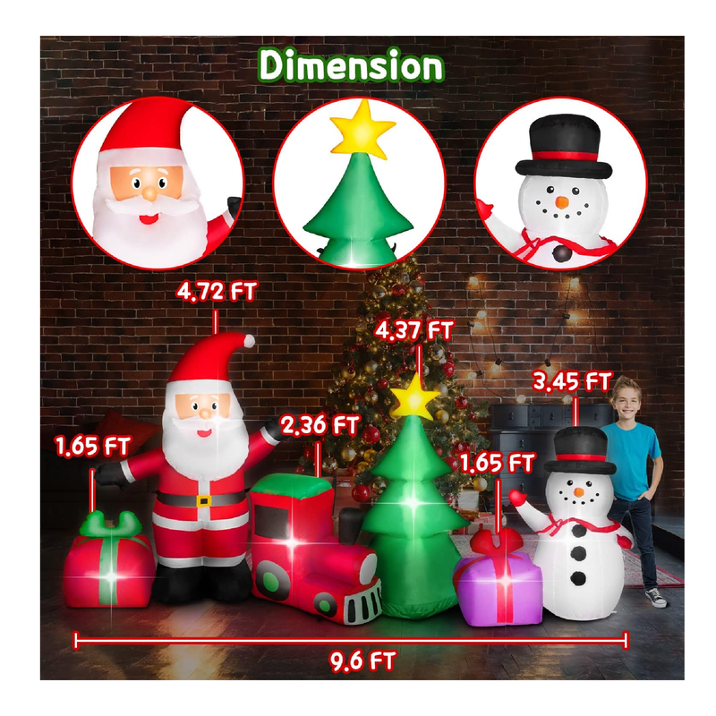 GiziGizi 9.2FT Christmas Inflatables Outdoor Decorations with Snowman Santa Claus Christmas Tree Gift Boxes