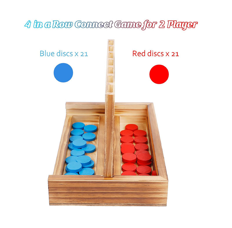 Glintoper Shut The Box & 4 in a Row Tables Game Set Classic Wood Dice Game with Numbers & Line Up 4 Game for Kids Family