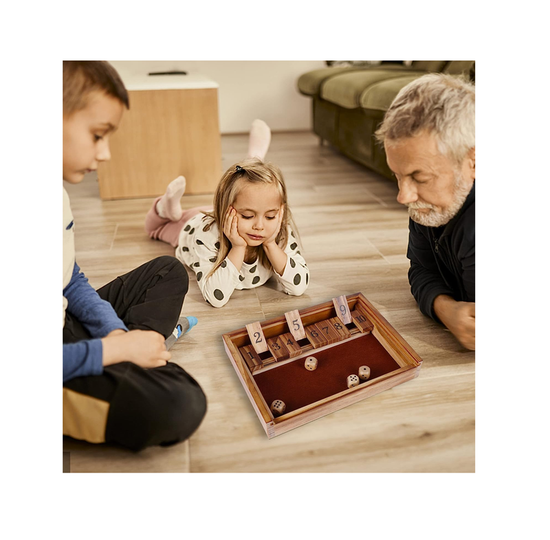 Glintoper Shut The Box & 4 in a Row Tables Game Set Classic Wood Dice Game with Numbers & Line Up 4 Game for Kids Family