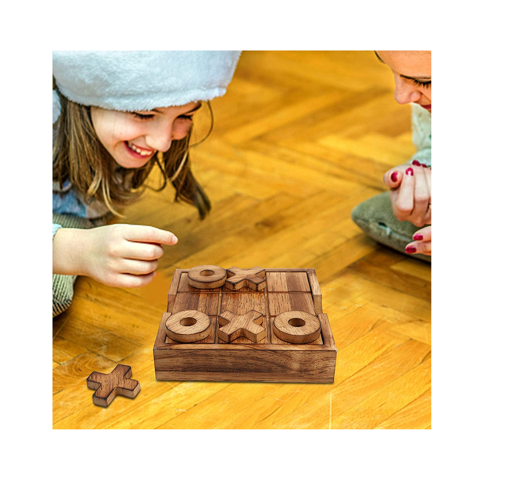 Glintoper Tic Tac Toe & 4 in a Row Tables Game Set, Classic Board Line Up 4  Game for Living Room Rustic Table Decor and Use as Game Top Wood Guest