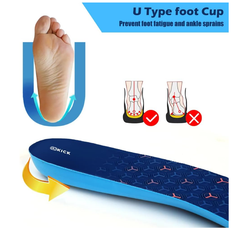 Carbon Fiber Insole with Arch Support,High Arch & Rigid Support Shoe Insert for