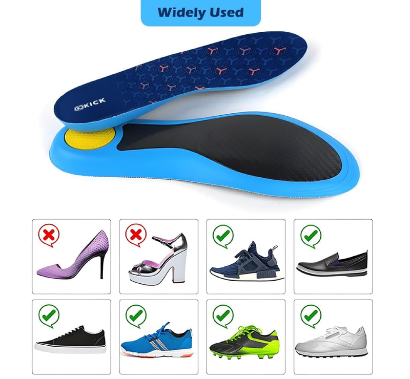Carbon Fiber Insole with Arch Support,High Arch & Rigid Support Shoe Insert for