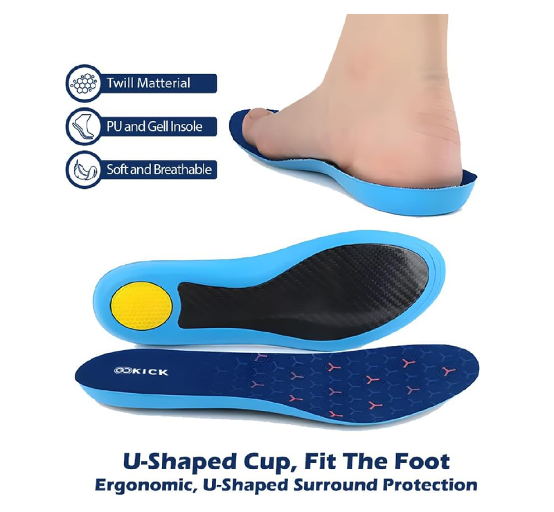 Carbon Fiber Insole with Arch Support,High Arch & Rigid Support Shoe Insert for