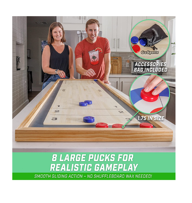 Tabletop Curling Game and Family Fun Board Games Shuffleboard Pucks with 8  Rolllers Gifts for Kids and Adults Travel Compact Storage