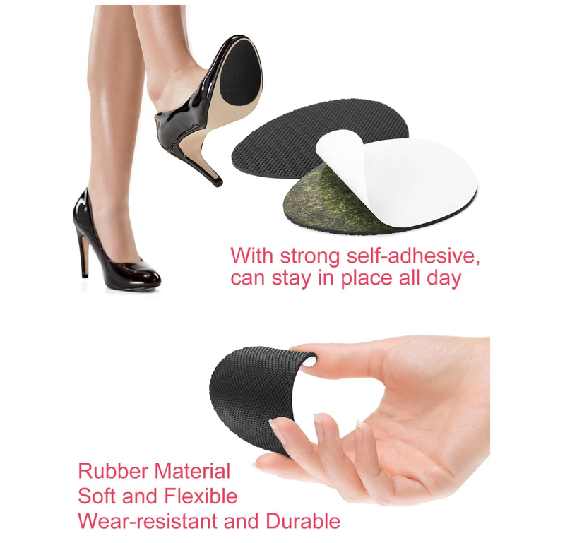 24PCS Non Slip Shoe Pads for Bottom of Shoes, Shoe Grips for Heels Anti Slip, Self-Adhesive Non-Skid Stickers for Shoes (3 Style, Black)
