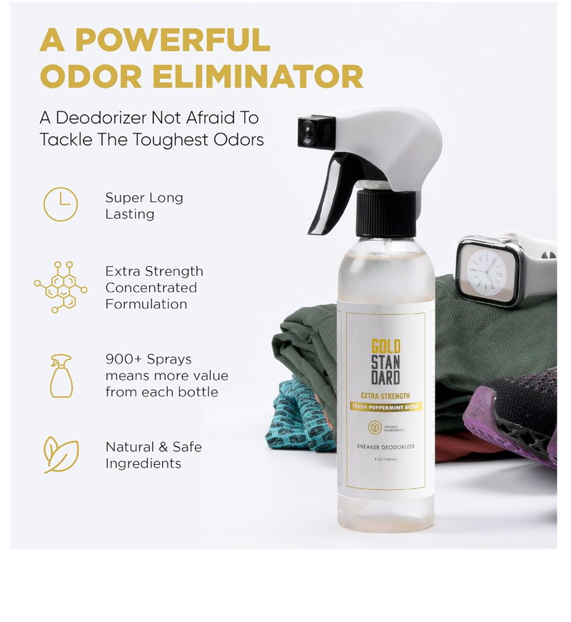 Gold Standard Shoe Deodorizer Spray, 6 oz – Shoe Spray and Smell Remover, Long-Lasting Shoe Odor Eliminator,