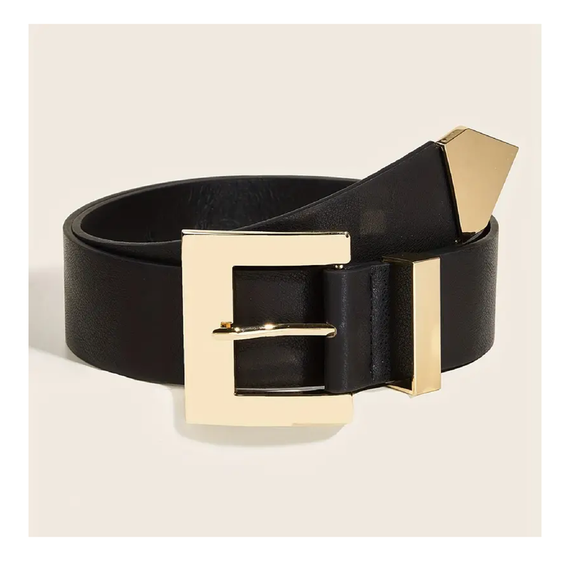 Black Wide Pin Belt, Black Belt with Real Leather