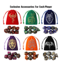 Grajar DND Dice Set 42 Pcs polyhedral dice Set with 6 Colorful Animal Pattern Dice Bag and PU Leather and Velvet dice Tray for Dungeons and Dragons D&D RPG MTG Table Games Starry Sky