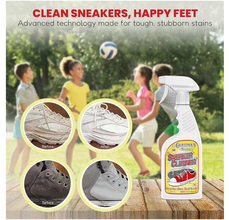 Grandma's Secret Shoe Cleaner - Stain Remover Spray for Rubber, Canvas and Leather - Removes Dirt, Grime and Grass