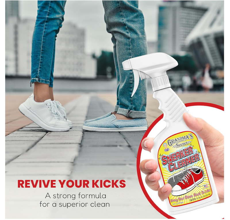 Grandma's Secret Shoe Cleaner - Stain Remover Spray for Rubber, Canvas and Leather - Removes Dirt, Grime and Grass