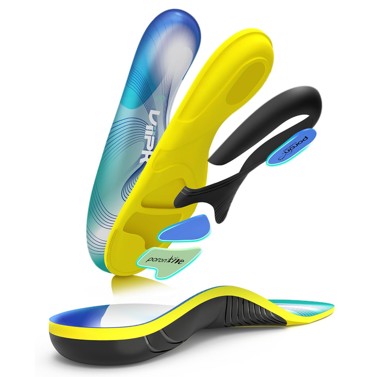 Upgraded Plantar Fasciitis Insoles, 240lbs Heavy Duty Work Boot Insoles for Men, Arch Support Orthotics Inserts, Athletic Gel Shoe Inserts for Pain Relief,