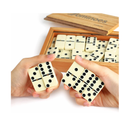 HIBONIA Dominoes Set-28 Piece Double 6 Ivory Domino Tiles Set Classic Numbers Table Game with Wooden Carrying Storage Case