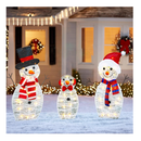 HOURLEEY Christmas Decoration 55 L Lighted Snowman Family Outdoor, 3-Piece Waterproof Plug in 2D Snowman for Yard Patio Lawn Garden Party Decor 20.5X9X29.5Inch-Large (Warm White)