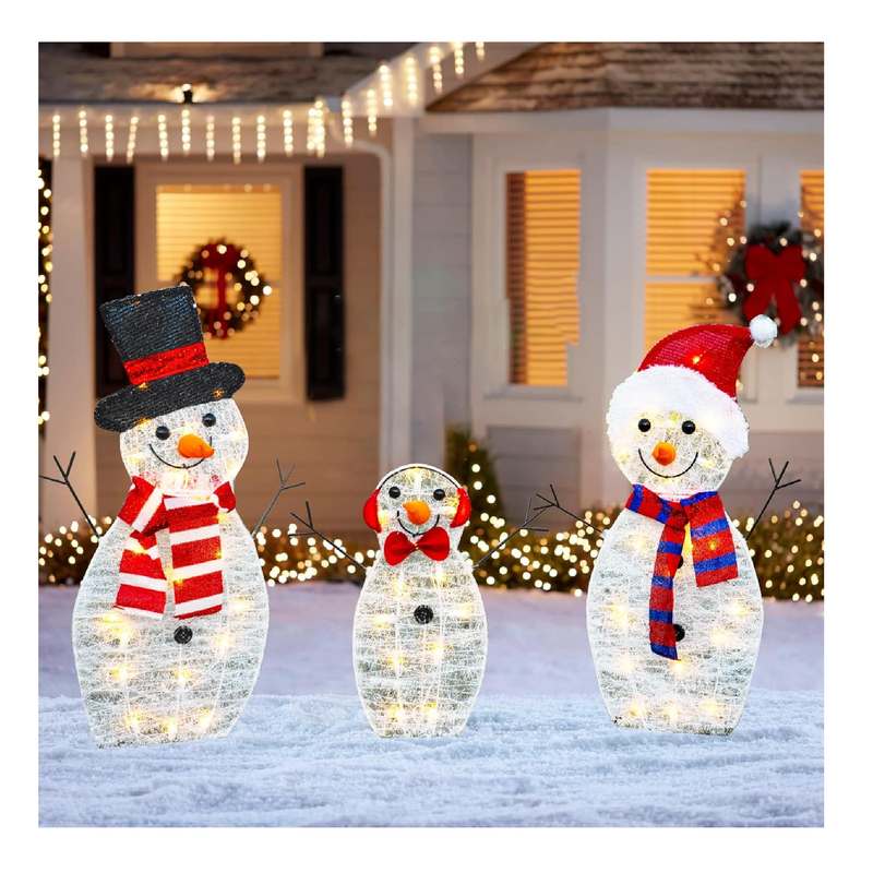 3 ft. Light-Up Snowman Collapsible Outdoor Christmas Decoration