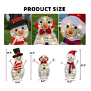 HOURLEEY Christmas Decoration 55 L Lighted Snowman Family Outdoor, 3-Piece Waterproof Plug in 2D Snowman for Yard Patio Lawn Garden Party Decor 20.5X9X29.5Inch-Large (Warm White)