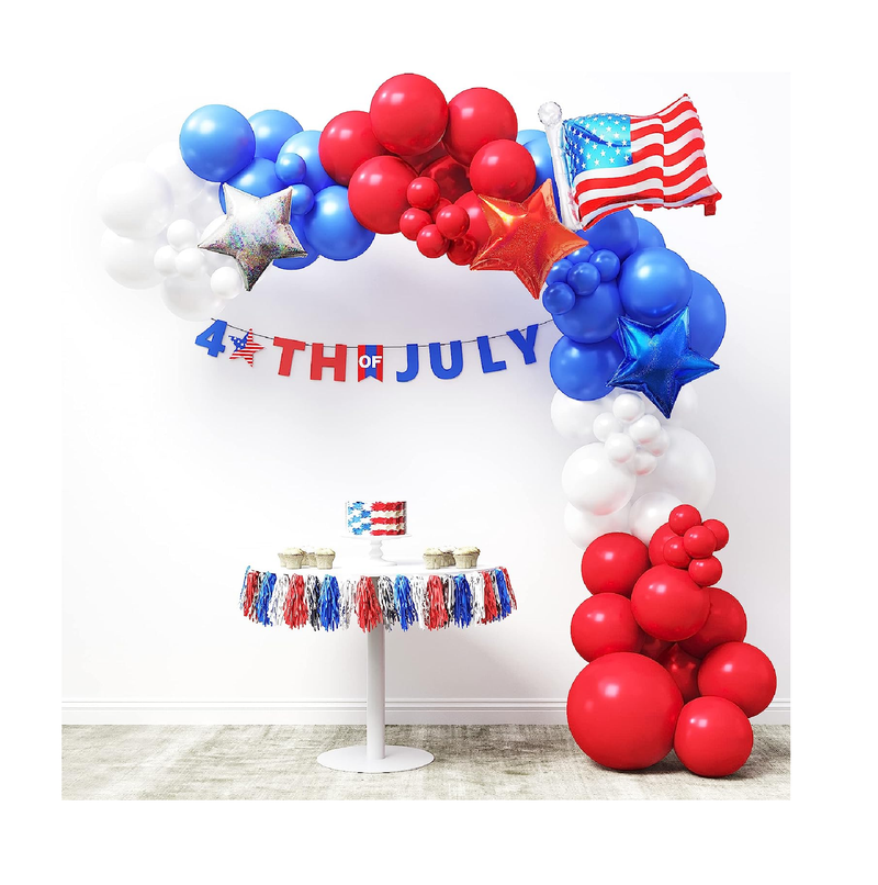 HOUSE OF PARTY Red White and Blue Balloon Garland Kit 110 Pcs 4th of J