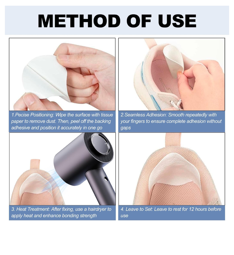 Shoe Heel Repair, 4 Pairs Self-Adhesive Inside Shoe Patches Kit for Repair Holes