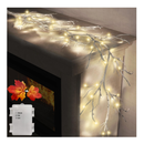 Lighted Garland with Maple Leaves, Hypestar 6FT Mantle Battery Operated Fall Garlands 48 LEDs for Home and Fireplace Decorations (Battery White Garland) (HTMGB001)