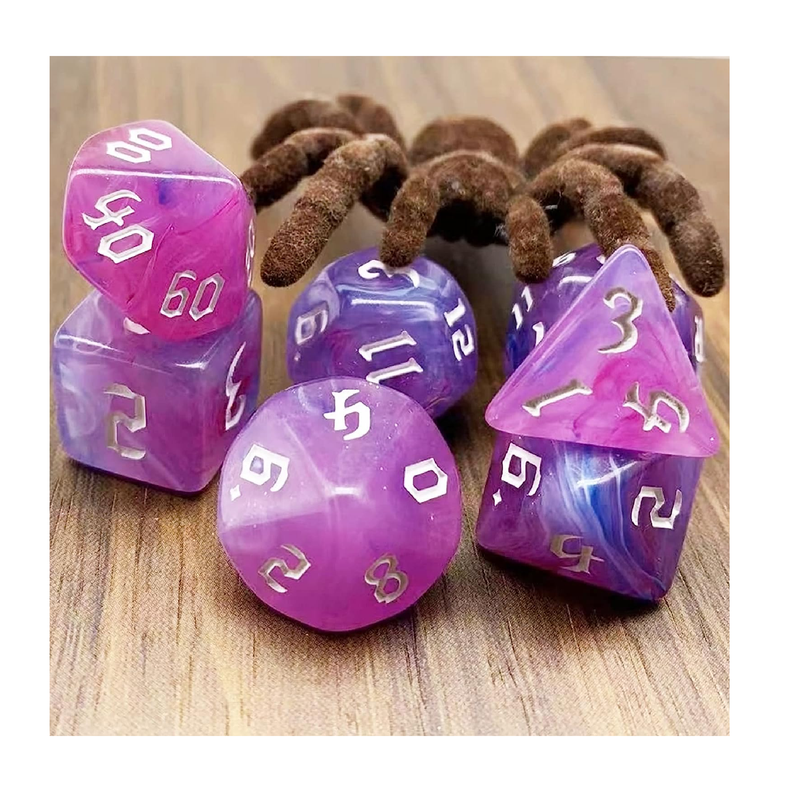 DND Dice 7Pieces DND Polyhedral Dice Set Purple Blue White Translucent Mixed Polyhedral DND Dice for Dungeons and Dragons RPG MTG Role Playing Table Games