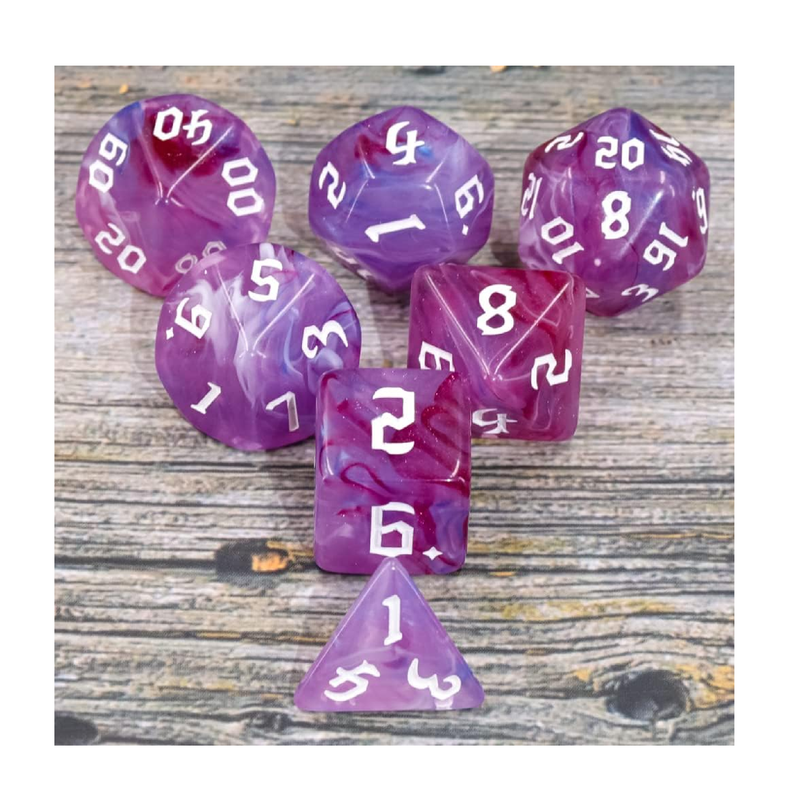 DND Dice 7Pieces DND Polyhedral Dice Set Purple Blue White Translucent Mixed Polyhedral DND Dice for Dungeons and Dragons RPG MTG Role Playing Table Games