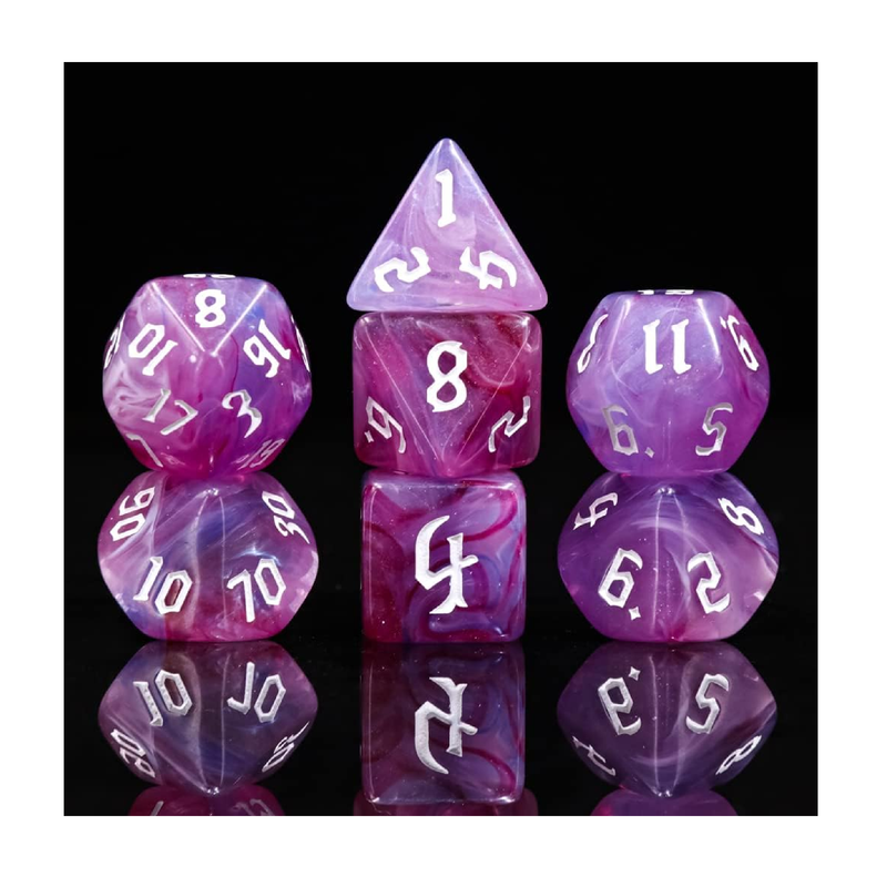 DND Dice 7Pieces DND Polyhedral Dice Set Purple Blue White Translucent Mixed Polyhedral DND Dice for Dungeons and Dragons RPG MTG Role Playing Table Games