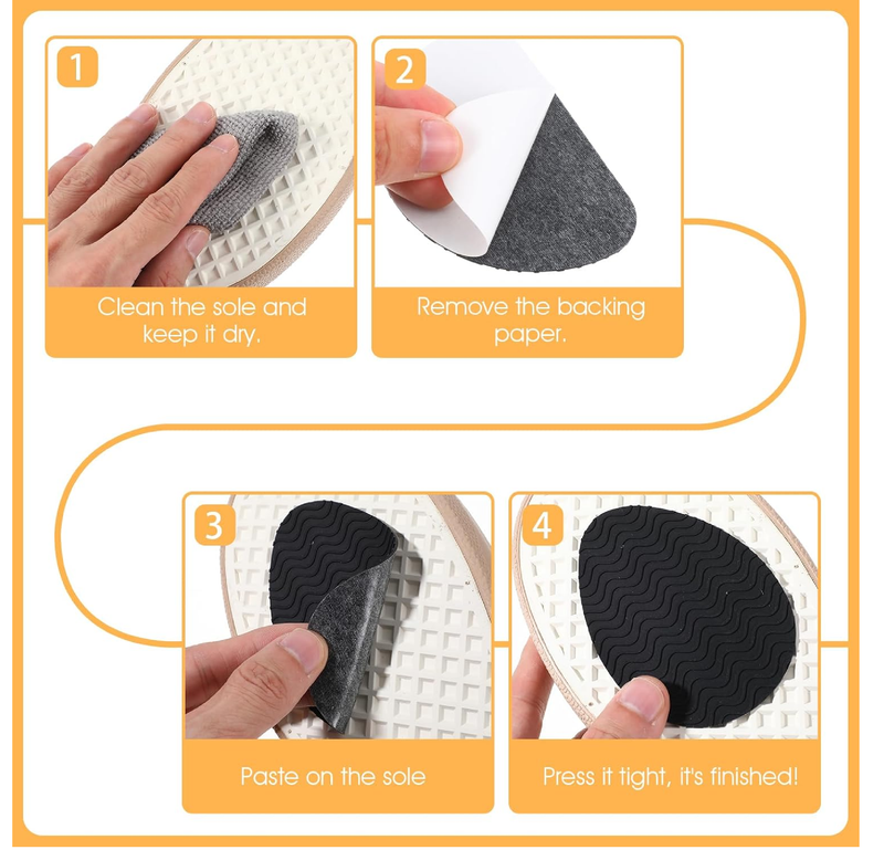 Non-Slip Shoe Pads 8-Pack Heel Protectors Set Self-Adhesive Silicone Sole Grips for Shoes