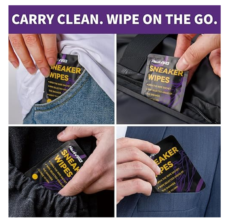 Henviro Shoe and Sneaker Cleaner Wipes - Shoe Cleaner, Shoe Cleaning Kit, Sneaker Cleaner, Shoe Cleaning Wipes, 30 Packs