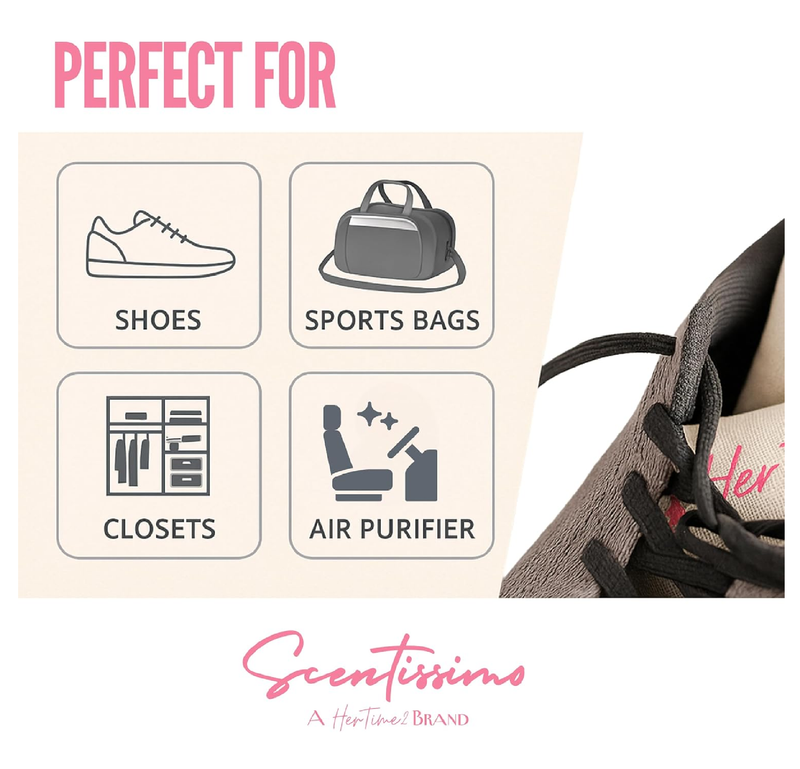 Scentissimo Odor Eliminator for Shoes – 1-Pack (2 Count) | Air Purifier Bag with Highly Absorbing Porous Carbon for Shoes, Gym Bags,