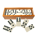 Dominoes Set 28 Piece Double Six Ivory Domino Tiles Set Classic Numbers Table Game with Wooden Carrying/Storage Case by Hey! Play! 2-4 Players Brown