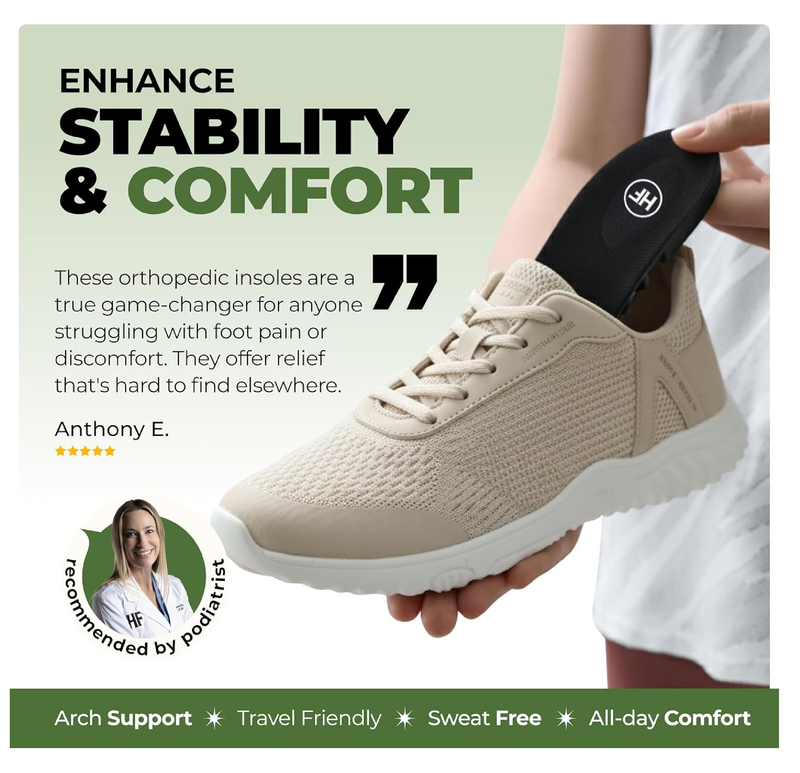 Orthopedic Soles HF- Pain Relieving and Shock Absorbing Foot Pads, Plantar Fasciitis Relief