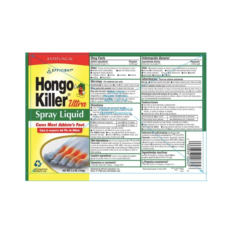 Hongo Killer Antifungal Ultra Spray Liquid 5.3oz - Athlete's Foot Treatment