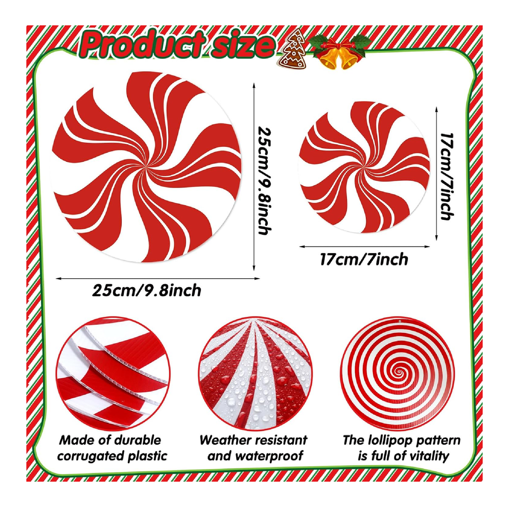 Huwena 24 Pcs Christmas Outdoor Decorations Hanging Ornaments Peppermi