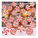 Huwena 24 Pcs Christmas Outdoor Decorations Hanging Ornaments Peppermint Candy Yard Signs Double Sided Lawn Decorations Peppermint Ornaments for Xmas(Classic Style)