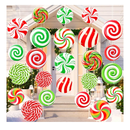 Huwena 24 Pcs Christmas Outdoor Decorations Hanging Ornaments Peppermint Candy Yard Signs Double Sided Lawn Decorations Peppermint Ornaments for Xmas (Vivid Style)