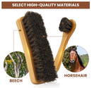 IKI 6 Pcs Horse Hair Shoe Brush Kit for Suede, Leather & Boots Cleaning with Microfiber Cloth & Travel Pouch